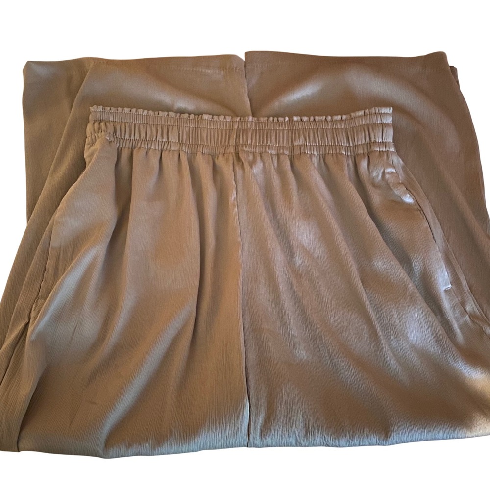 Joie Women Taupe Wide Leg Smocked Elastic Waist Trousers Pants Size Medium